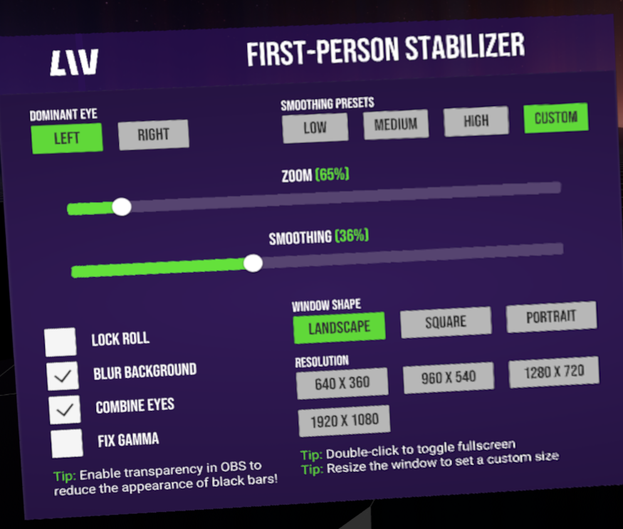 LIV First-Person Stabilizer